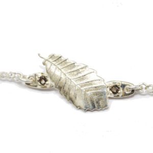 עלים - צמיד כסף, עלה אלון ואבני סמוקי קוורץ חומות