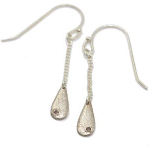 TS – עגילי כסף, גיאולוגי, אבן סמוקי קוורץ סגולה