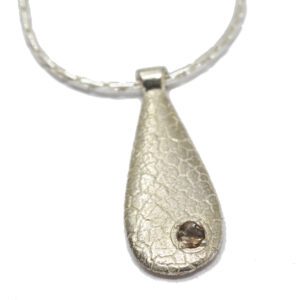 TS - תליון כסף, גיאולוגי, אבן סמוקי קוורץ חומה