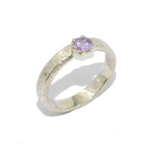 TS – טבעת כסף גיאומטרית, אבן אמרלד ירוקה