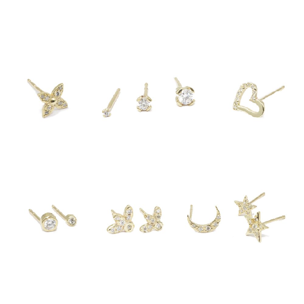 tiny 14K gold diamond earring עגילי טייני פירסינג זהב יהלומים tiny piercing gold diamond