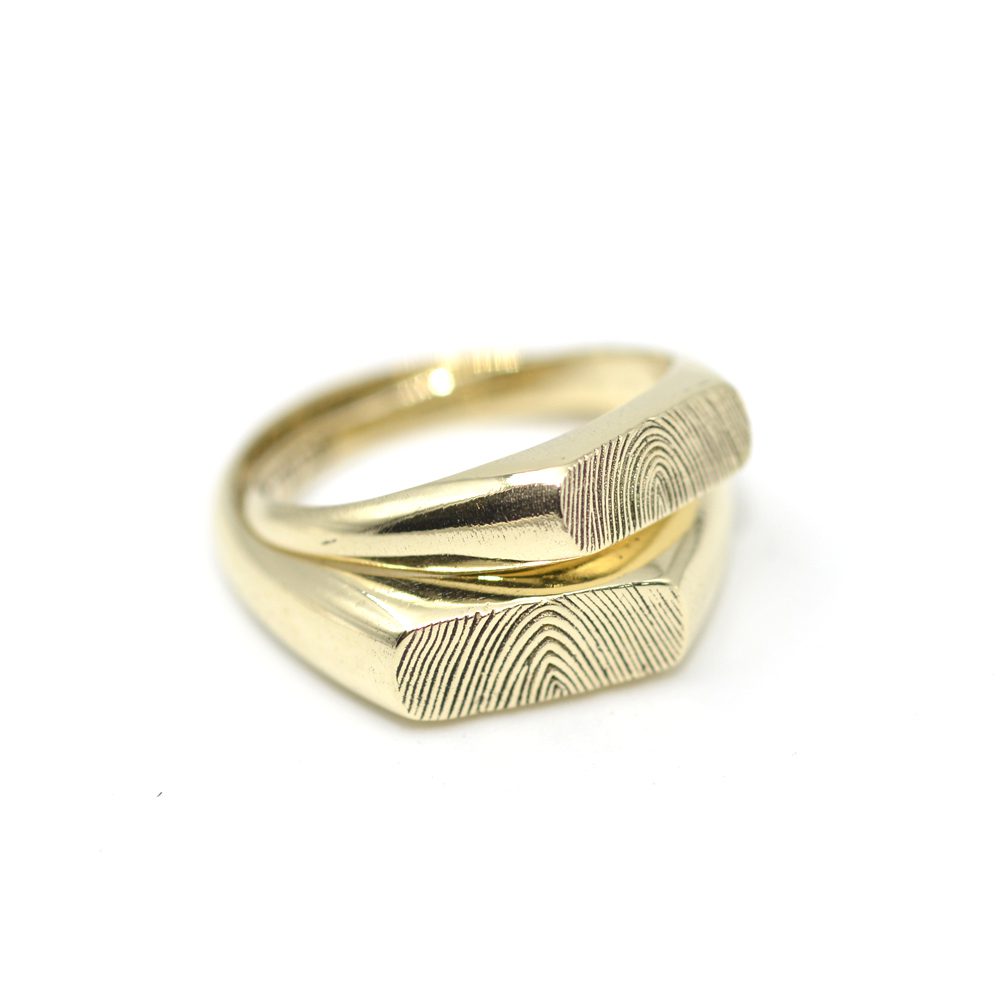 fingerprint gold ring set